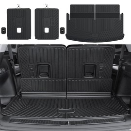 HOUCLEMIC Cargo Mat for 2021-2025 2026 Jeep Grand Cherokee L, All Weather TPE Rear Cargo Liner Trunk Mat with 3rd Row Seatback Cover for Jeep Grand Cherokee L Accessories