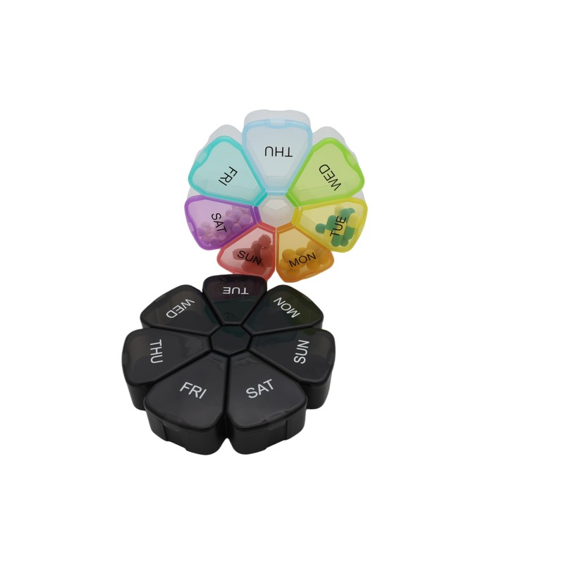 7 Day Weekly Pill Round Organizer, ShysTech Large Pill Case