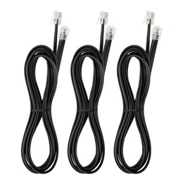 VTHAHABY 6.6 FT - 3Pack RJ12 Phone Cable 6P6C, Black, Male to Male Straight Wired for Both Data and Voice Signal Transmission for Telephone Cord, Fax, DSL Modem, Printer, Radio