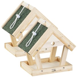 Royal Gardineer Bird House Construction Set: Set of 2 Bird Feeder Kits Made of Real Wood, for Hanging (Real Wood Bird House Kit, Bird Feeder Wood)