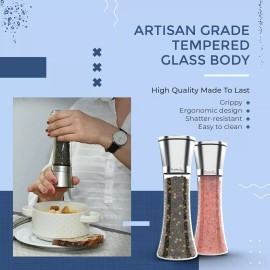 Wonder Sky Salt and Pepper Grinder Set Refillable Pepper Mill Salt Grinder (3 Pack)