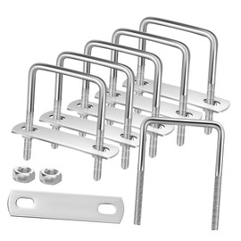 LIFKOME 6sets Stainless Steel Square U-Bolts Heavy-Duty U-Shaped Bolts with Nuts and Plates for Automobiles Trailers and Applications