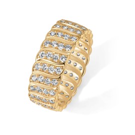 PAVOI 14K Yellow Gold Plated Chunky Ring | Cubic Zirconia Stackable Rings | Chunky Wide Band for Women | Size 8