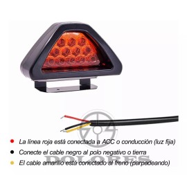 Dolores Luz Trasera Freno Luces Auto Moto 12 Led Estrobo Stop Tipo