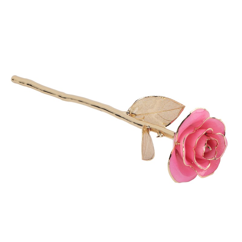 24K Gold Rose Dipped Golden Leaves Girlfriend Wife Valentine's Day
