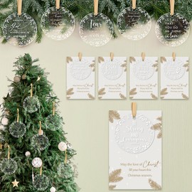 Barydat 20 Sets Christmas Religious Gifts Acrylic Christmas Tree Ornaments Christian Party Favors God Mini Bibles Verse in Bulk Gifts Cute Christian Accessories Presents for Women Family Sisters