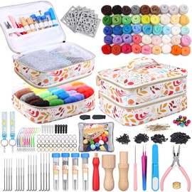 dipeer 385 Pcs Needle Felting Kit, 45 Colors Wool Roving for Felting, Complete Needle Felt Starter Kit with Basic Felt Tools and Supplies Wool Fibre Hand Spinning Craft Felting Material for Beginners