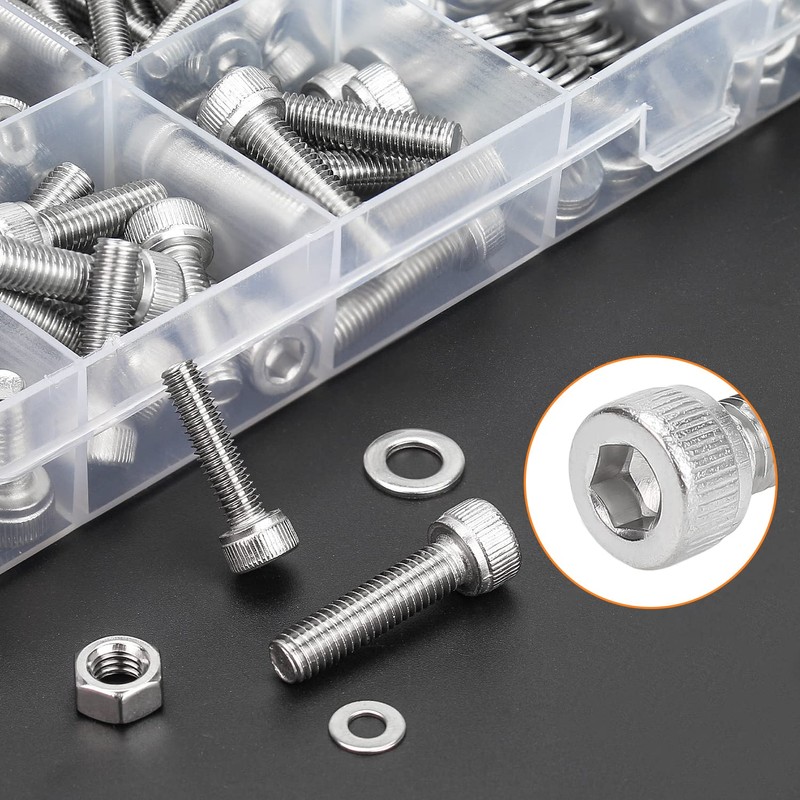 HELIFOUNER 1280 Pieces M2 M3 M4 M5 304 Stainless Steel