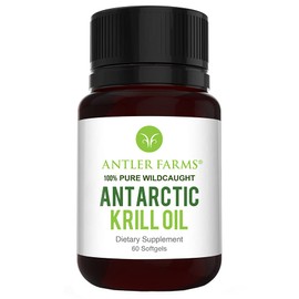 Antler Farms - Aceite de krill antártico 100% puro capturado en estado salvaje en aguas frías y prístinas, 60 cápsulas blandas: suplemento limpio de omega-3 EPA + DHA con astaxantina, de rápida abs