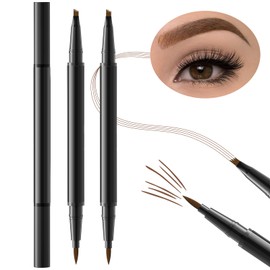 LYBHDAFA 2PCS Microblading Eyebrow Pencil, 2-In-1 Dual-Ended Waterproof Eyebrow Pen with 4-Fork-Tip & Ultra-Precise-Tip for Hair-Like Natural Eyebrow Makeup, Eye Brow Pencils for Women -Light Brown