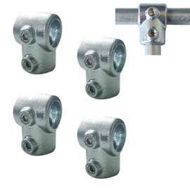LONG TAO 4PCS 3/4" Galvanized Pipe Fittings Single Socket Tee Single-Socket 90° Tee Structural Pipe Fitting Clamps Rail Connector Fit Pipe for Butt Joint Between Two Pipes