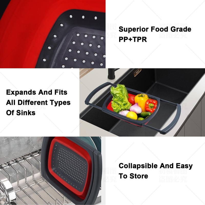 Silicone Retractable Drain Basket Red