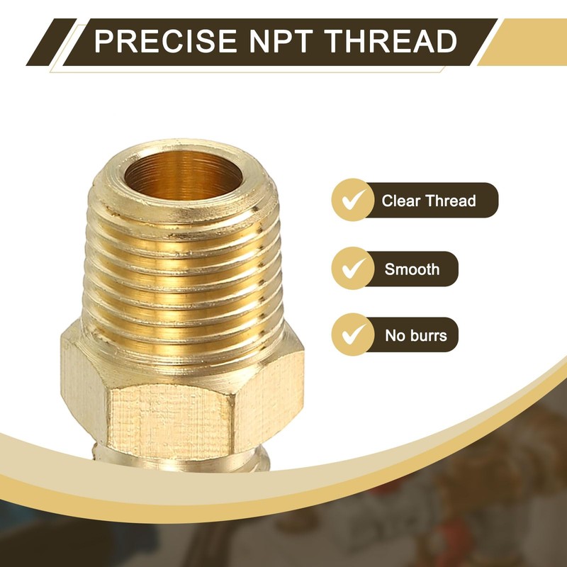 sourcing map 5Pcs Brass Pipe Fitting, 3/16" OD x 1/8"