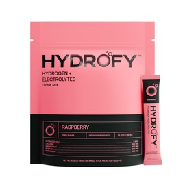 Hydrofy Hydrogen Water + Electrolytes Drink Mix | H2 Hydration Packets with Molecular Hydrogen, Sodium, Potassium, Magnesium, Calcium, and Minerals | No Sugar | Raspberry 25 Ct