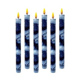 6pcs 9.5 Inch Starry Sky LED Taper Candles Battery Operated 11-Key Remote Timer 3D Flickering Flame Lights Flamelesscolor: Starry night sky, size: 9.5 inch