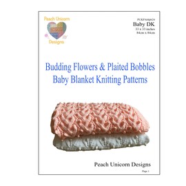 Knitting Patterns for Baby Blankets x 2, Budding Flowers & Plaited Bobbles, Double Knit DK Yarn. Beginner Lace Patterns, A5 Booklet Size