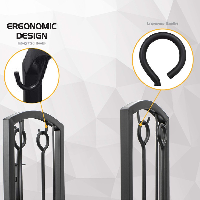 Olympia Tools 87-368 5-Piece Fireplace Tool Set with Log Rack