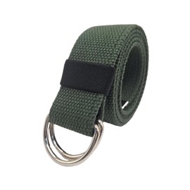 Silver D-Ring Web Belt Canvas Belt for Men Women Jeans Belts 1.5'' Wide, Olive, XL: waist size 40"~43"