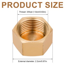 10pcs 3/8'' NPT Brass Pipe Cap, Brass Fittings with Rubber Gaskets Pipe Plug Stop Valve Compression Cap for Water Line Gas Hose