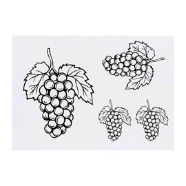 4 x 'Grapes with Leafs' Temporary Tattoos - Water Resistant, Skin-Safe, Non-Toxic Transfers, Mixed Sizes (TO00077274)