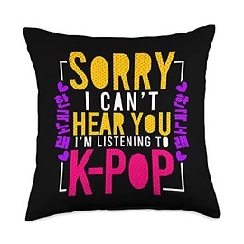 Listening to Kpop Korean Music Throw Pillow