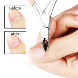 Cuticle Nipper with 2 Cuticle Pusher, 3Pcs Stainless Steel Cuticle Cutter Set, Nail Cuticle Pusher Spoon Remover Cutter Nipper Clipper Nail Scissors, Nail Trimming Tools, Manicure Tools