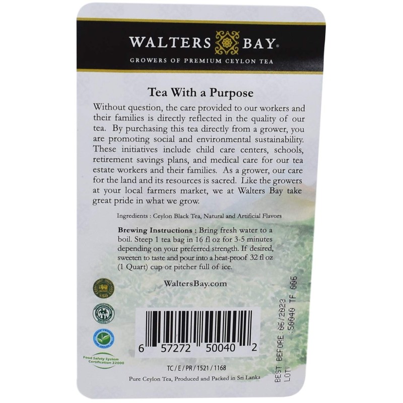 Walters Bay Raspberry 100 Percent Ceylon Black Iced Tea Family