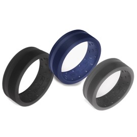 BULZi Wedding Bands, USA Lifetime Replacement, Massaging Comfort Fit Silicone Ring with Airflow, Men and Women Rings Breathable Comfortable Work Safety (Trio Zi2, Size 8 - (8mm Width Band))