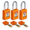 Brady (NYL-ORG-38ST-KA3PK) SafeKey Nylon Lockout Padlock with Steel Shackle 38.00
