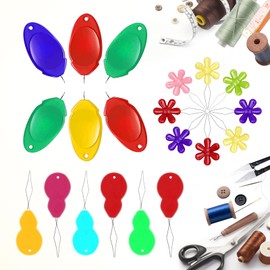 CousDUoBe 32Pcs Needle Threaders for Hand Sewing,3 Type Simple Needle Threaders，Plastic Wire Loop DIY Needle Threader Hand Machine Sewing Tool for Sewing Crafting with Clear Box