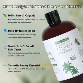 FSbbTaibanle FSbbTaibanle Organic Vegetable Glycerin C USDA Organic Certified, 100% Pure, 16 fl oz C Natural Skin & Hair Moisturizer C Ideal for DIY Beauty, Soaps, Lotions & More C Non-GMO, Palm Oil Free