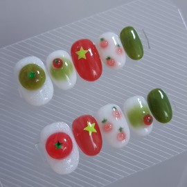 Bbangly Tomato Homemade Nail Tip - Petite Square / 빵글댕글 토마토 수제네일팁 - 쁘띠스퀘어