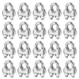 Seilklemmen 6mm,20 Stück Bügelklemmen mit Kontermuttern,U-Bolzen Drahtklemme Edelstahl,M6 Seilklemme Draht Klemme Drahtseil,Drahtseilklemme für Drahtseile Stahlkabel für Gartenzäune Wäscheleinen