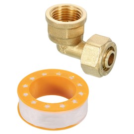 uxcell G1/2 Female to G1/2 Female Brass 90-Degree Elbow, Water Line Adapter, Faucet Mount Connector Installation for Tub Shower