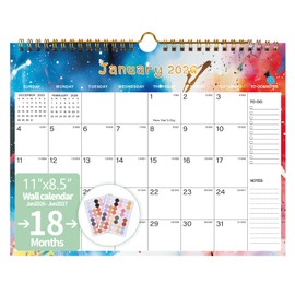 2026-2027 Wall Calendar, Calendar 2026-2027, 18 Monthly Wall Calendar from January 2026 to June 2027, 11 x 8.5 Inches Thick Paper, Large Ruled Blocks Monthly Calendar, for Home or Office Easy Organizing (Color4)