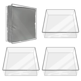 HFYZZ 4 Pcs Plastic Sofa Seat Cushion Covers Clear PVC Waterproof Sofa Couch Covers Sofa Seat Slipcover for Against Cat Dog Clawing Scratching, 28x28x9 Inch, Grey Edge