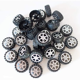 100 Pcs Plastic Roll 2mm Dia Shaft Toys Car Wheel for DIY Model Toy RC Car Truck Building Projects