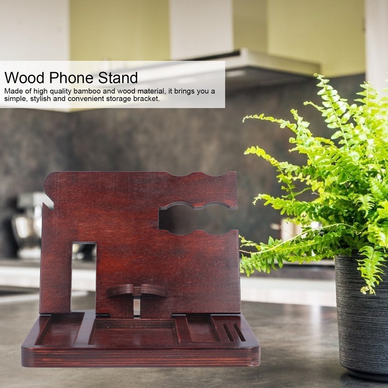 Desktop Storage Bracket Multifunctional Wooden Mobile Phone Base Watch Glasses