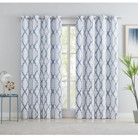 ugoutry Blue Grey Moroccan Full Blackout Curtains 95 Inch Length, Holiday Thermal Insulated Grommet Window Treatments for Living Room, Thermal Drapes 2 Panels Set, 52'' W