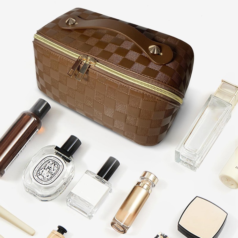 LAhair 化粧ポーチ 小物入れ ポーチ コスメポーチ メイクボックス トラベルポーチ 大容量 チェッカー レディース