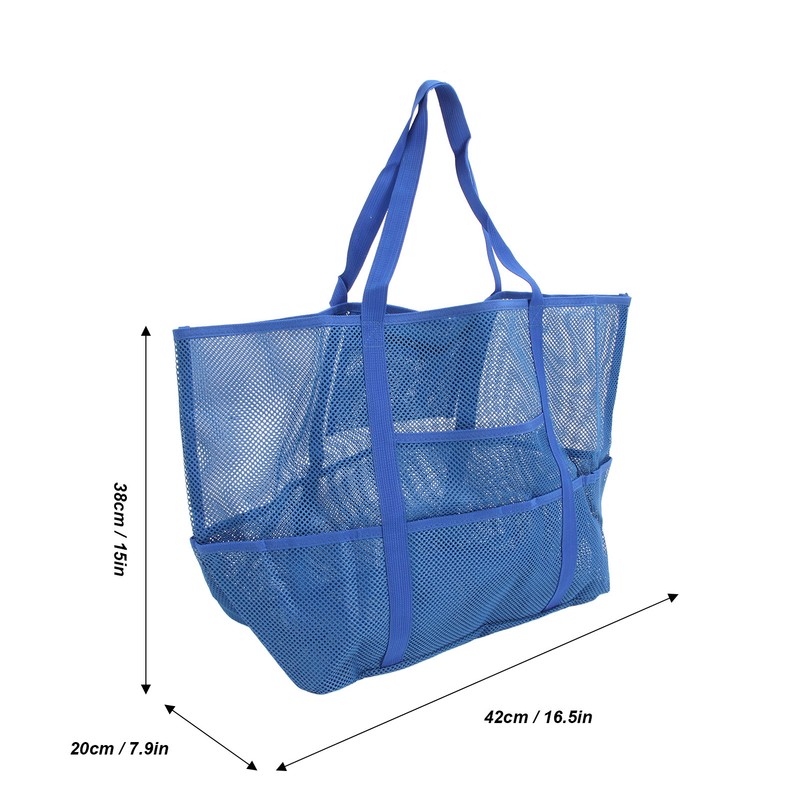 Mesh Beach Bag with 8 Pockets Waterproof Large Capacity Portable