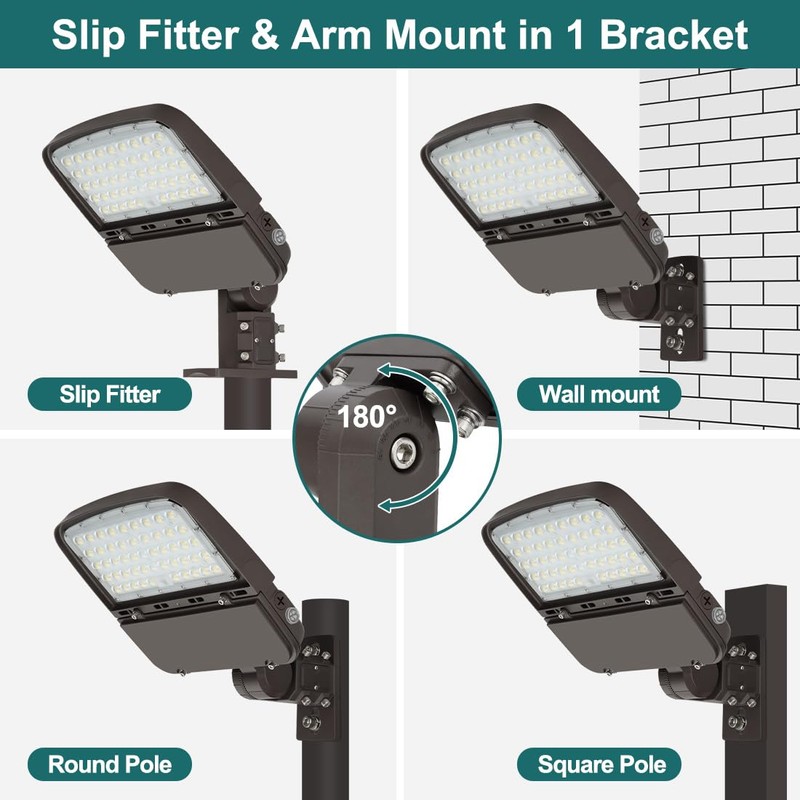 kadision LED Parking Lot Light with Dusk-to-Dawn Photocell, 150W/100W/75W Adjustable