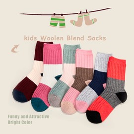 HowJoJo Toddler Girls Wool Socks Kids Crew Seamless Winter Warm Thermal Socks 6 Pack 1-3 Years