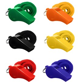 KSKSPE Pack of 6 whistles, whistle, children's whistle, sports lessons, colourful whistles for football referees, sports lessons and dog training