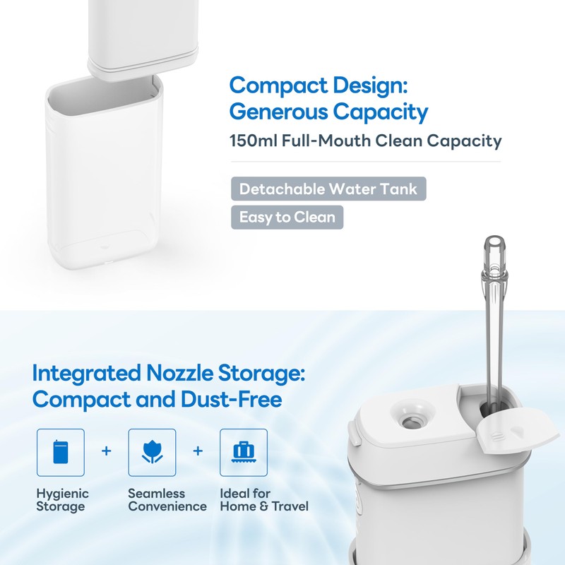 Mini Water Flosser - Portable Cordless Oral Irrigator with Telescopic