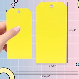 100 Pieces Yellow Plastic Shipping Tags with Wire Durable Waterproof Tags for Labeling Blank Tags with String Hang Tags with Reinforced Wire Tags Write On for Equipment Parts Asset (4 3/4" x 2 3/8")