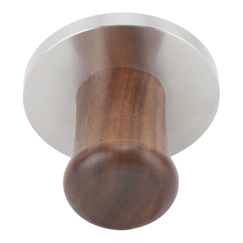 Wood Handle Coffee Tamper Stainless Steel Press Detachable Flat Base
