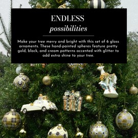 MacKenzie-Childs Golden Hour Glass Ball Ornaments, Christmas-Tree Decorations Set