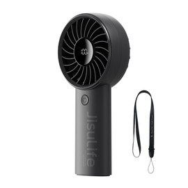JISULIFE Handheld Fan Life4, 5000mAh Portable Rechargeable Fan, 5-Speed Turbo Wind, 17.5 Hrs Cooling, LED Display, Gifts for Men/Women, Essential for Travel,Beach,Vacation,Makeup,Concerts,Cruise-Black
