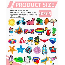 TPZORJX Pack of 30 Shoe Charms, Crocs Pins, Crocs Pins for Children, Crocs Pins Shoe Badges, PVC Shoe Charms, for Children, Boys, Girls, Adults, Summer Beach Style